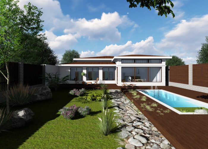 проект садового дома с бассейном-min